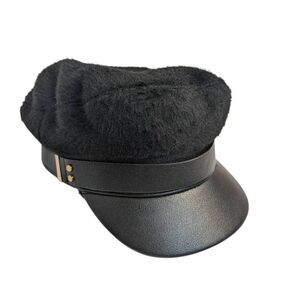 Scala vintage baker newsboy cap black fuzzy slouchy hat unisex